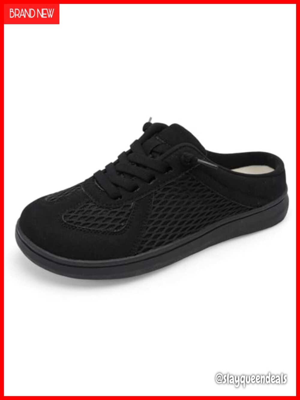 Wide Slip-On Mule Shoes Breathable Mesh Removable Insole Backless Sneakers